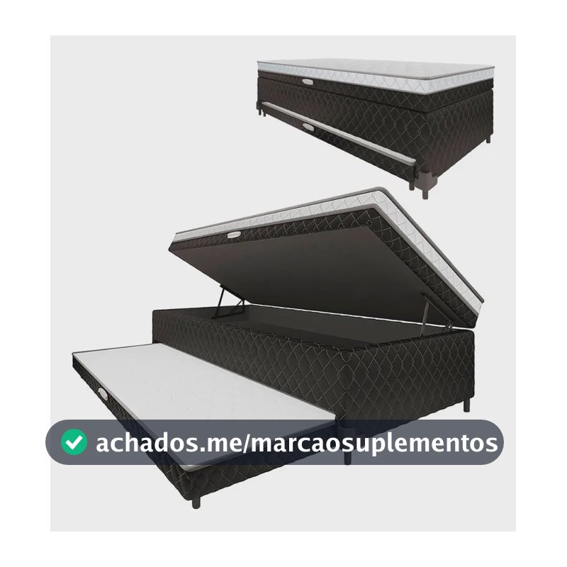 Bicama Box Baú Solteiro C/ Colchão De Espuma + Cama Auxiliar Preto
