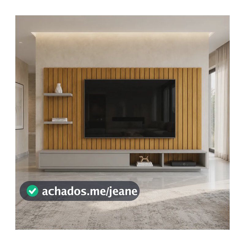 Painel Suspenso Friz DJ Móveis Para TV de 60" Com 1 Porta de Correr e 4 Nichos – Cedro/Bali