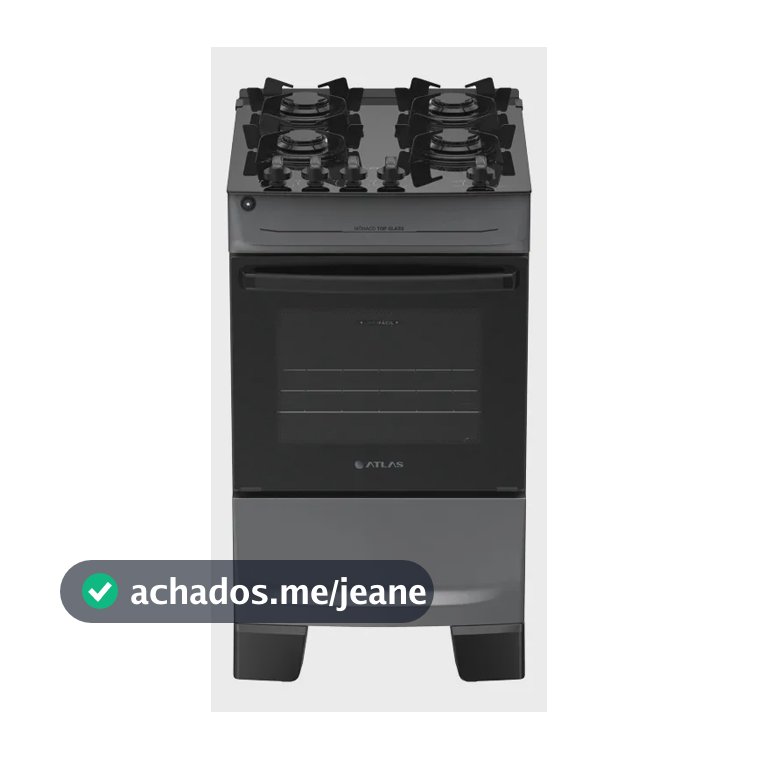 Fogão 4 Bocas Atlas Mônaco Top Glass Automático Mesa De Vidro Titanium