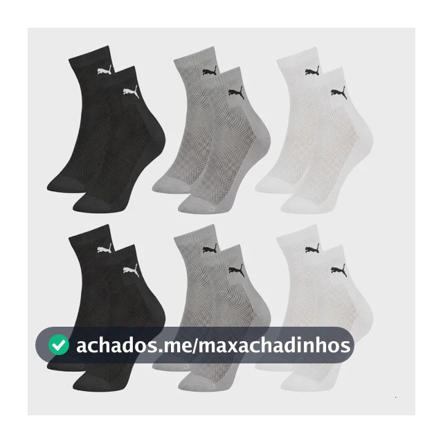 Kit 6 Pares Meias Puma Cano Médio Esportiva Algodão Original