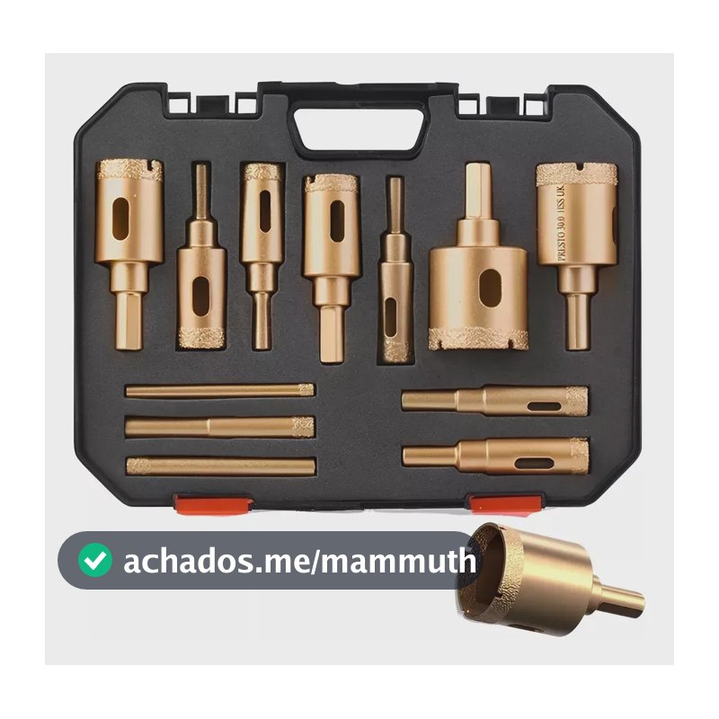Kit 12 Broca Serra Copo Diamantada 6-35mm Vidro Ceramica