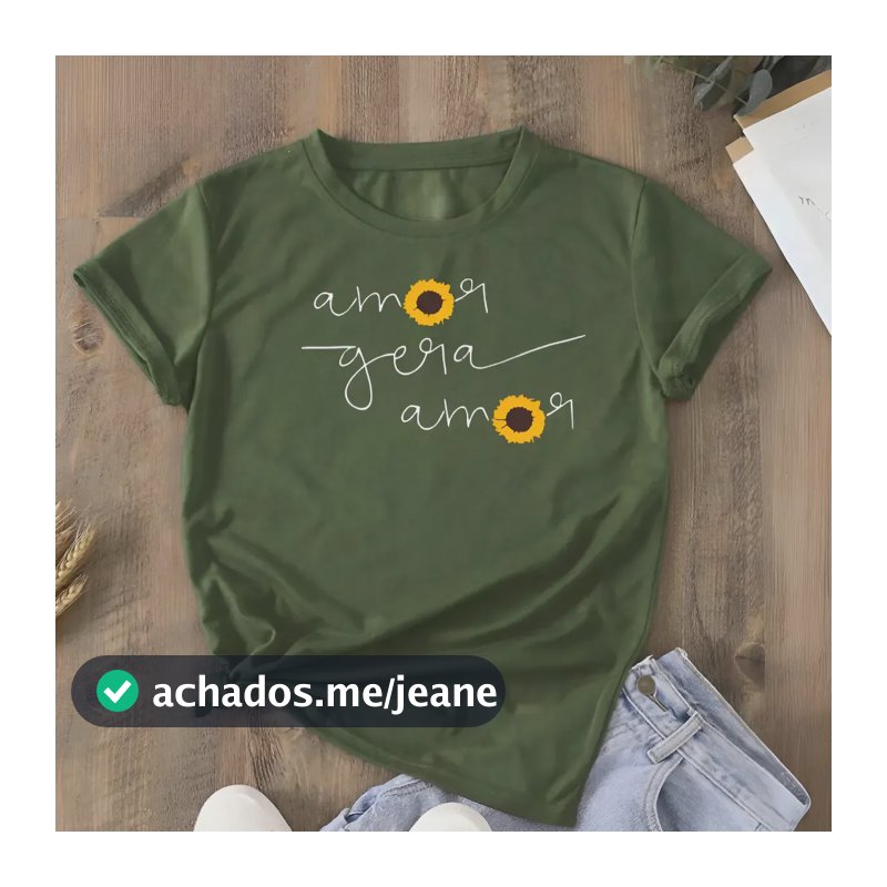 T-shirt Básica Estilosa Camiseta Feminina Algodão Girassol Verde G
