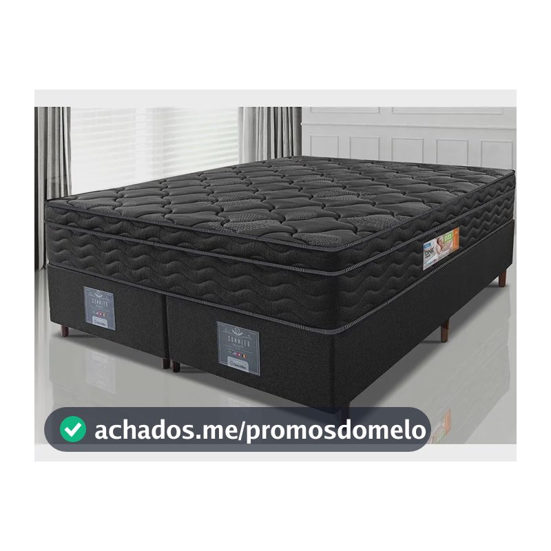 Cama Box Queen Colchão OrtoFirm Black + Box 158x198x67 One Face Espuma D33 Preto
