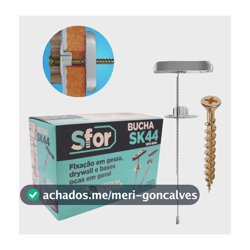 Kit Bucha Nylon Sk44 Parafuso Gesso Drywall Bloco 100pc Sfor