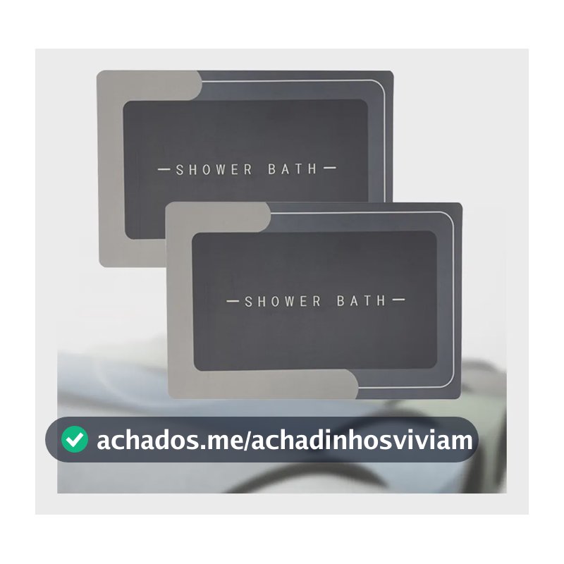 Kit 2 Tapete Banheiro Antiderrapante Absorvente Magico 40x60 Cinza-escuro-quadrado