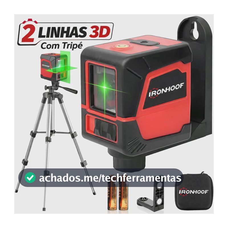 Nivel Laser Verde 2 Linhas Autonivelante Profissional 360 Graus + Tripé
