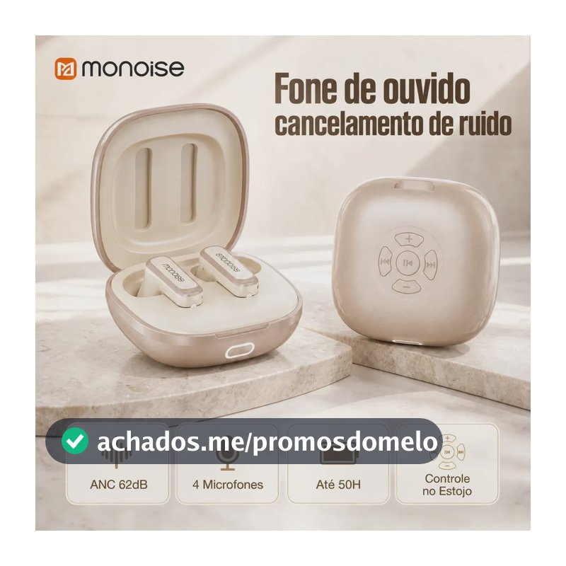 Fone De Ouvido Sem Fio Bluetooth 6.0 Com Cancelamento De Ruído De Até 62 Db,inear,monoise M11,graves Potentes,4 Microfones,ipx4,tws Compatível Com iPhone,android E Samsung,50h De Autonomia, Dourado