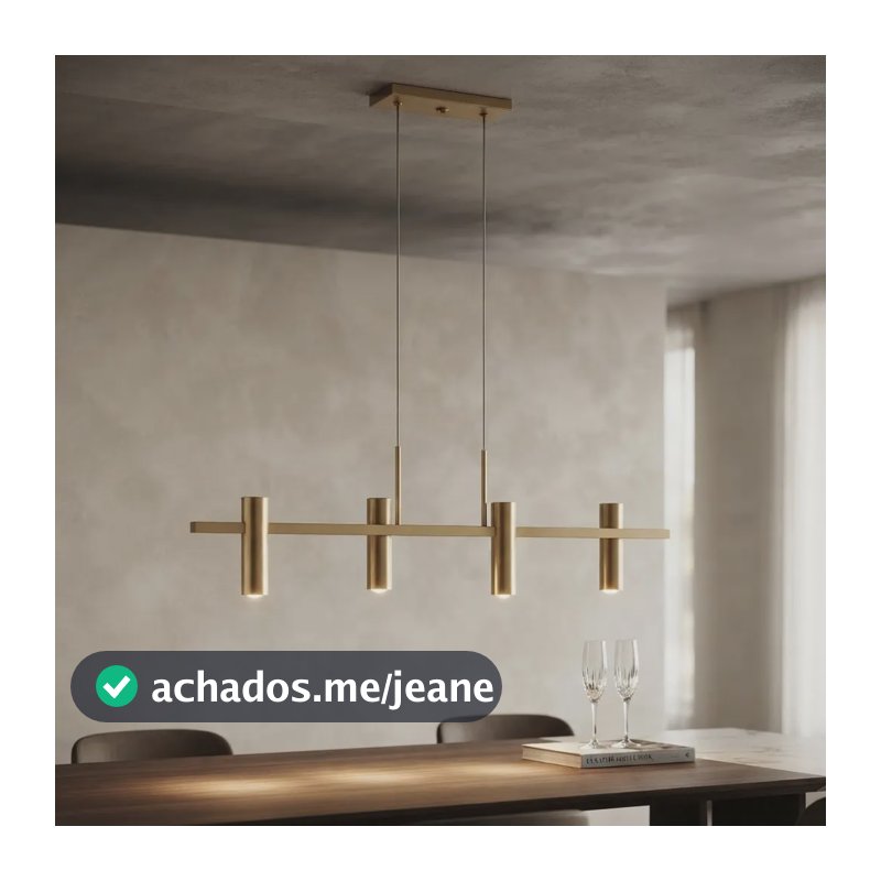 Pendente Cor E Luz 4 Tubos Móvel 4xmr11 Champanhe Dourado 127/220v Champanhe Dourado Fosco