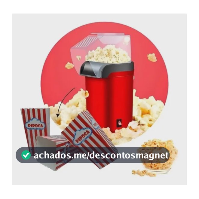 Pipoqueira Elétrica Vermelha Sem Óleo 1200W Compacta