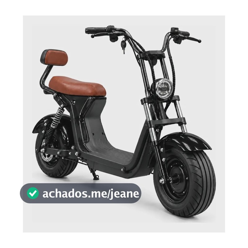 Moto Elétrica Scooter 1000w 48v Adulto Chopper Preta 32km/h Preto Com Laranja 14