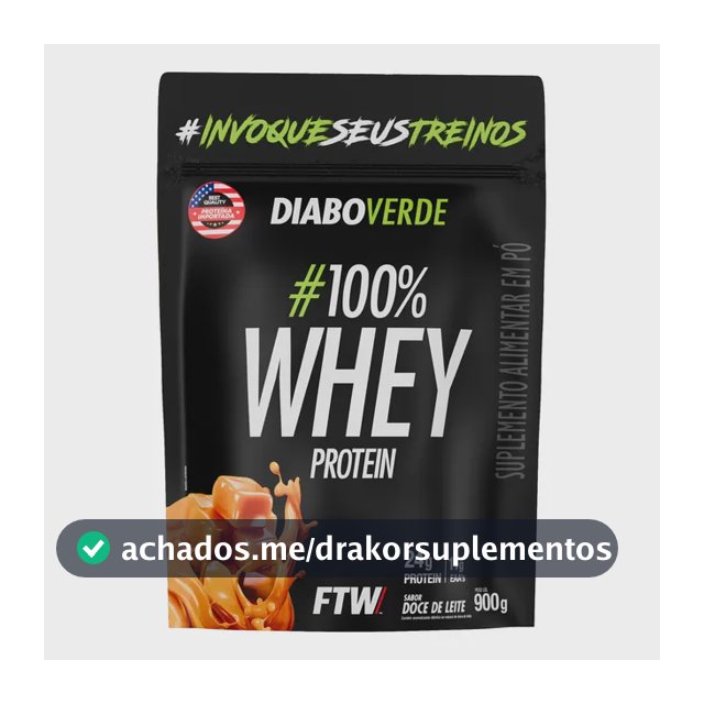 100% Whey Protein 900g Sabor Doce De Leite Diabo Verde - Ftw