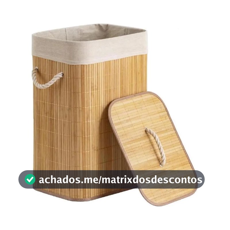 Cesto De Roupas De Bambu 50 Litros Yikasa