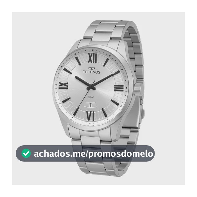Relógio Technos Masculino Steel Prata Fundo Prateado