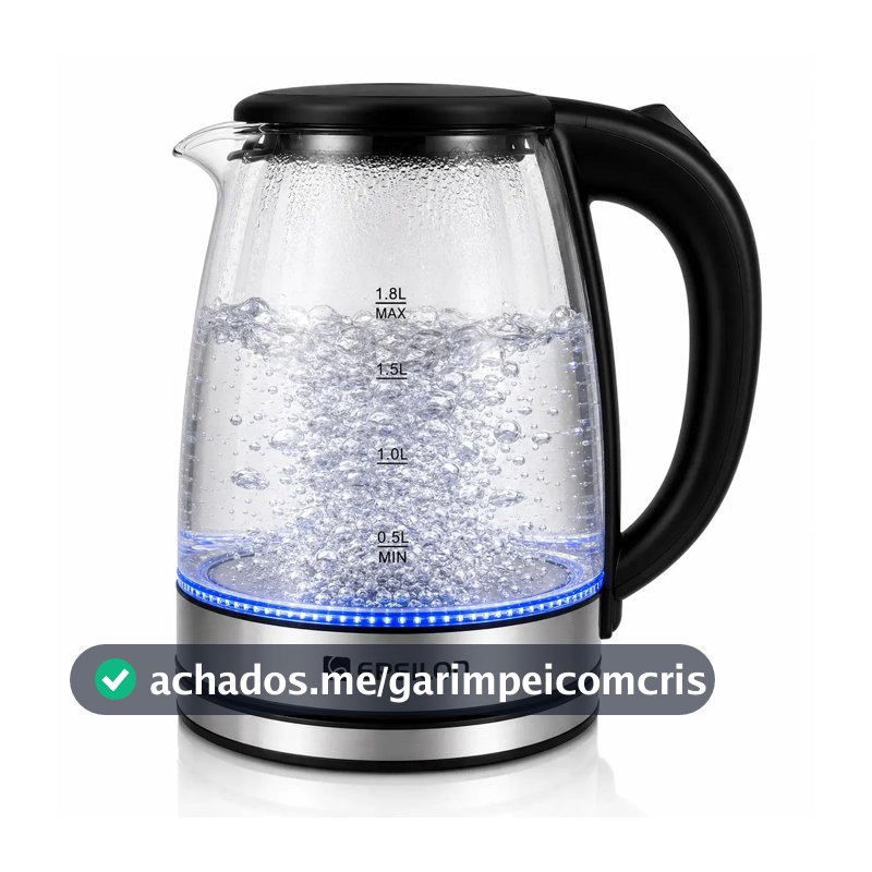 Chaleira eletrica vidro Epsilon Eps-2906 esquentar agua leite 1,8L jarra