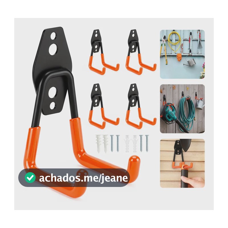 Kit 5 Suporte De Parede Aço Bike Escada 35kg Organização Preto/laranja