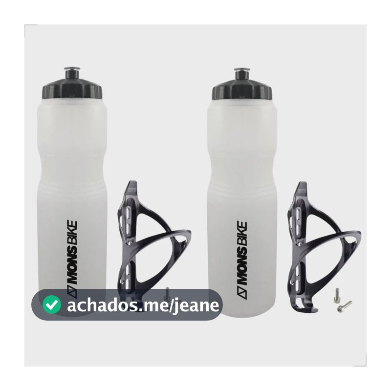 2x Garrafa Bike Squeeze Água 900ml + 2x Suporte Caramanhola Cor Incolor