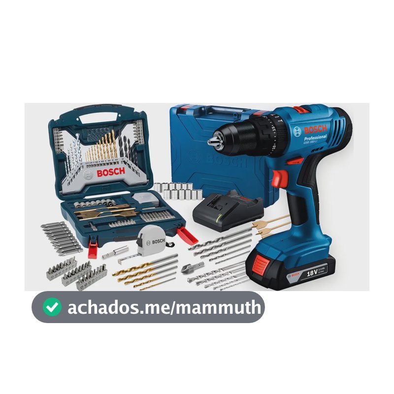 Parafusadeira E Furadeira De Impacto A Bateria Maleta Gsb 183-limal Com Kit Brocas Em Titânio Bosch X-line 70 Peças
