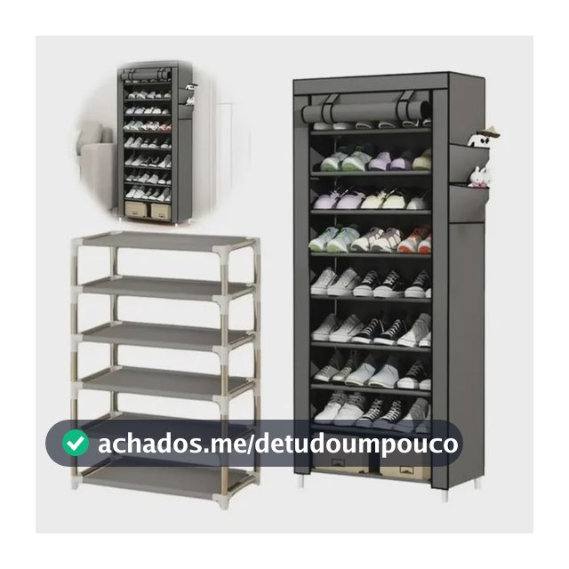 Eps-5062 Organizador Com Zíper 9 Prateleiras Sapateira Estante Cinza