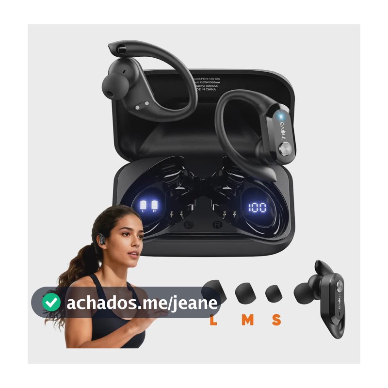 40hrs Fone De Ouvido Gancho Bluetooth Sem Fio Esportivo,inova Cases Fone De Ouvido Gancho Gamer Com Microfone Para iPhone Samsung Xiaomi Lenovo Motorola Celular Cor Preto