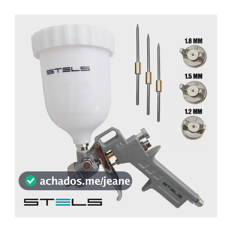 Pistola de Pintura Gravidade Stels 600ml 3 Bicos 1.2/1.5/1.8mm
