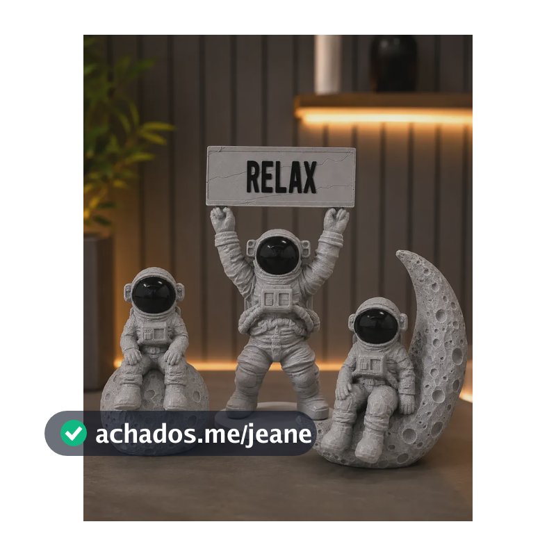 Kit 3 Peças Astronauta Decoração Combina Com Luminaria Cinza Não Se Aplica - Peça Decorativa