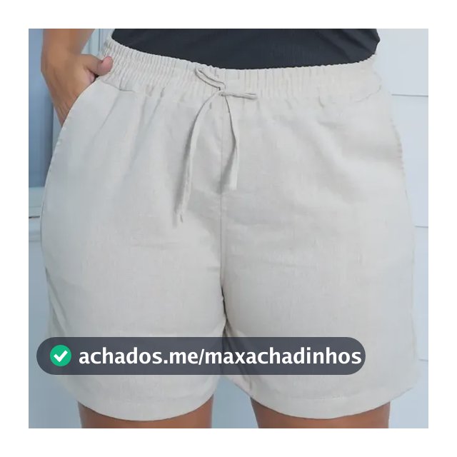 Bermuda Feminina De Linho Plus Size Cintura Alta Com Cordão