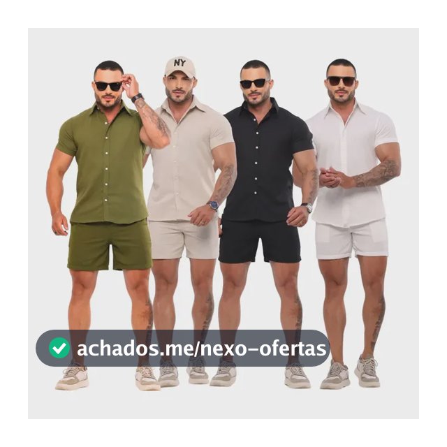 Conjunto Masculino Linho Camisa Shorts Mauricinho Com Bolso
