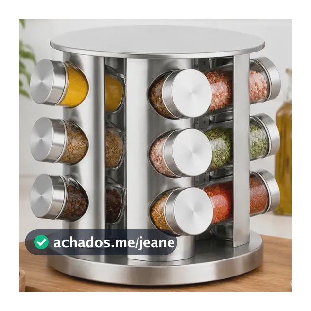 Porta Temperos Giratório 360° 12 Potes Vidro 85ml Inox Organizador De Condimentos Especiarias Suporte Rotativo Tempereiro Bancada Cozinha Armário Mesa Gourmet Porta Condimentos Porta Especiarias