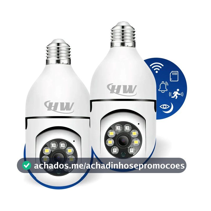 Kit C/ 2 Câmeras Lâmpada Ip Wi-fi 360° | Visão Colorida | Áudio | Sensor De Movimento | E27 App Yoosee- Hw