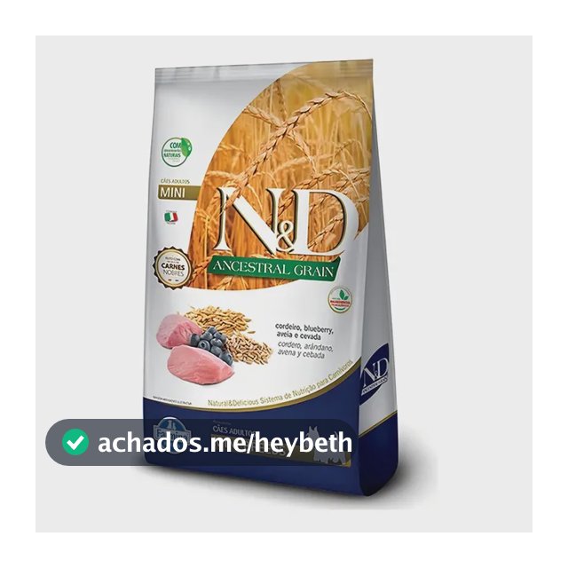 Ração N&d Ancestral Grain Cão Adulto Mini Cordeiro Blueberry 2,5kg