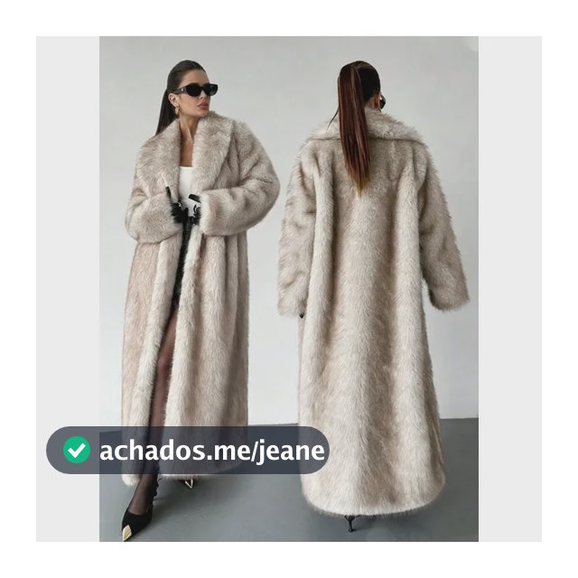 Hh Casaco Feminino Longo Pelo Sintético Lapel Amplo Luxuoso Cinza M Faux Fur