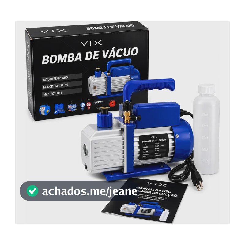 Bomba De Vácuo 2 Estágios Bivolt 5,5 Cfm Vix Vpa245 Ar Cond 127/220v
