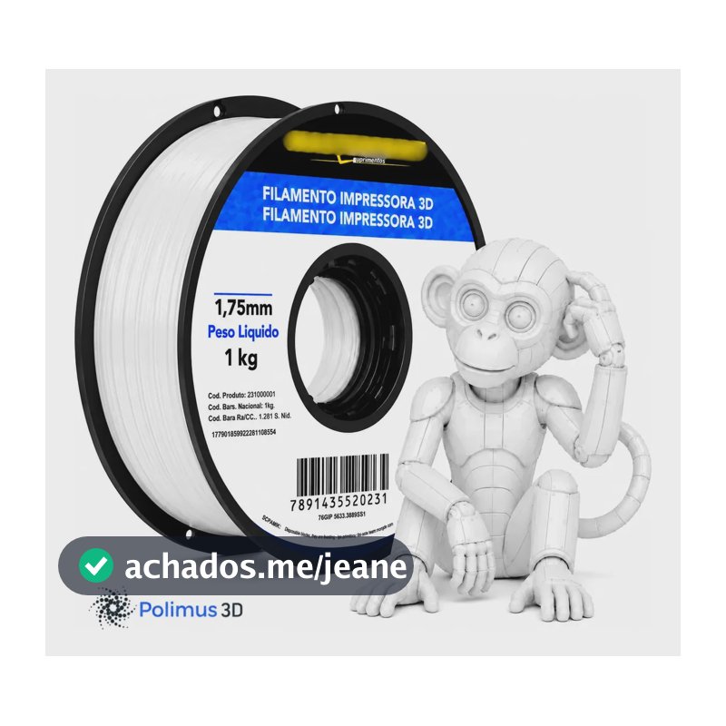 Filamento De Impressão 3d Petg Cor Branco 1kg Masterprint Brilho Premium Para Imprimir Peças 3d Impressora 3d Modelagem Miniaturas Enfeites E Projetos By Polimus 3d Petg - Branco ( Brilho )