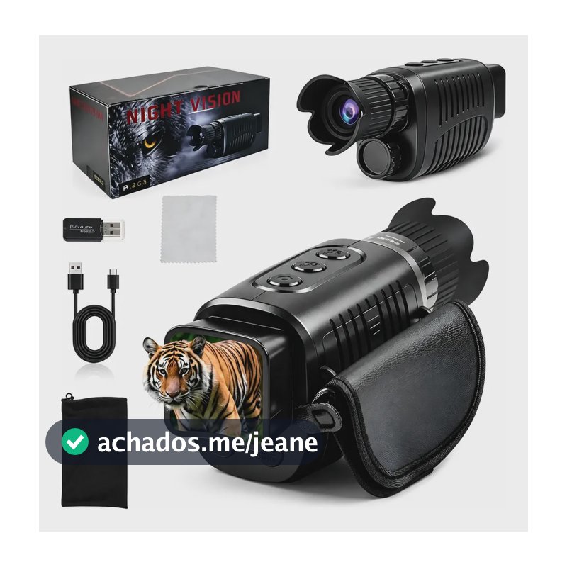 Monoculo Visão Noturna Infravermelho Alcance 500 Metros Hd Preto