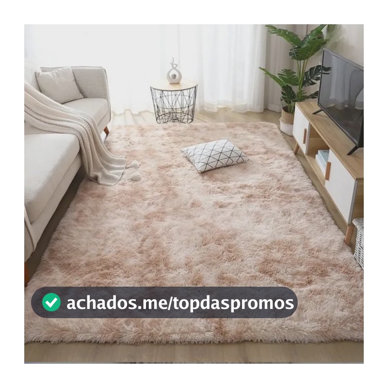 Tapete 2.00x1.50 Casa Laura Enxovais Shaggy Felpudo Para Quarto Sala Luxo Bege Mesclado