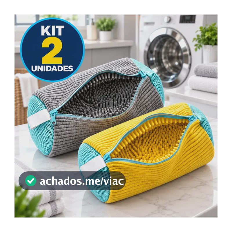 Kit 2 Sacos para Lavar Tênis e Sapatos na Máquina com Zíper Reforçado proteção dos calçados Fibras e cerdas macias Lupita