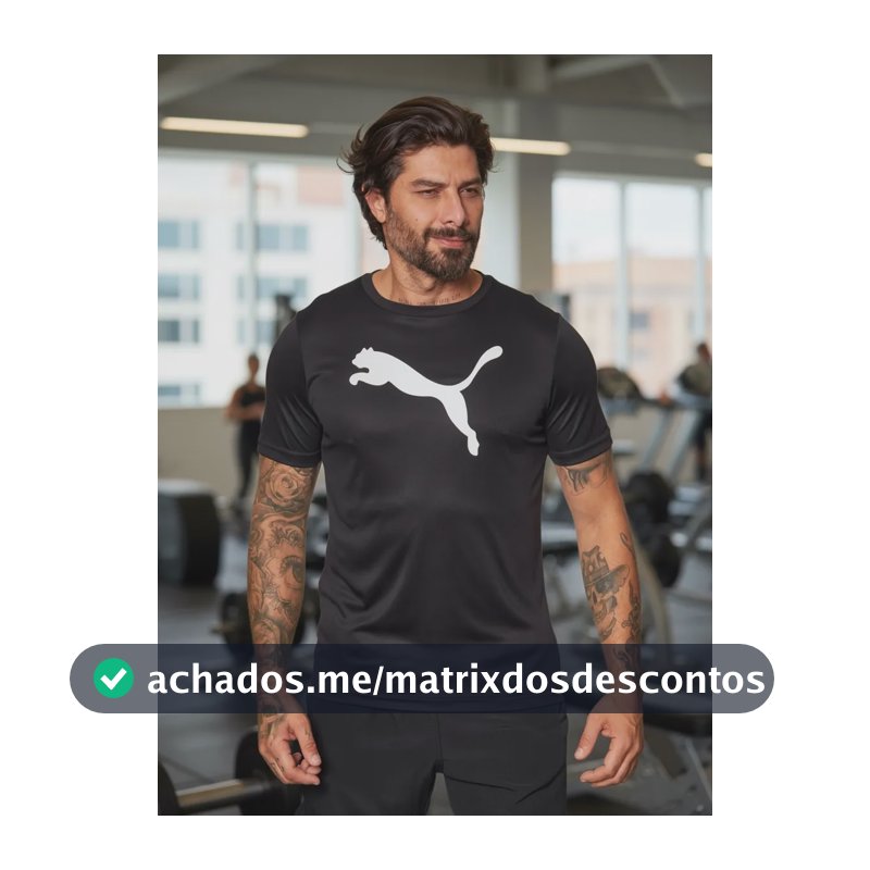 Camiseta Masculina Ess Logo Poly Puma Preto Desenho Logo Puma Gg Logo Puma
