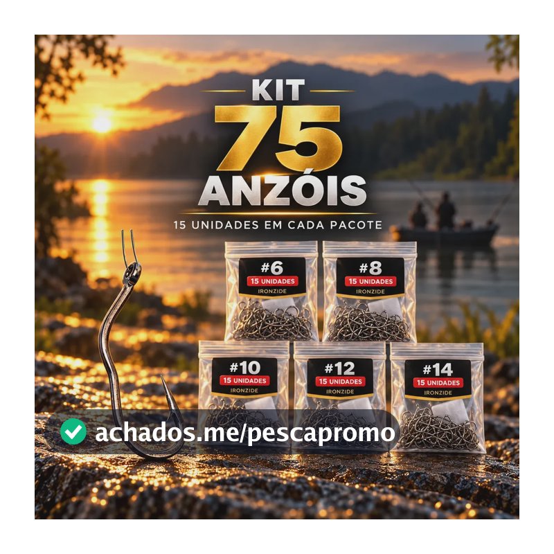Kit 75 Anzol Auto Flip Automático - 15un Cada Tam #6 A #14