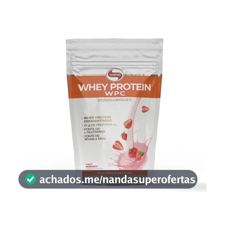 Whey Protein WPC Morango 900g Vitafor