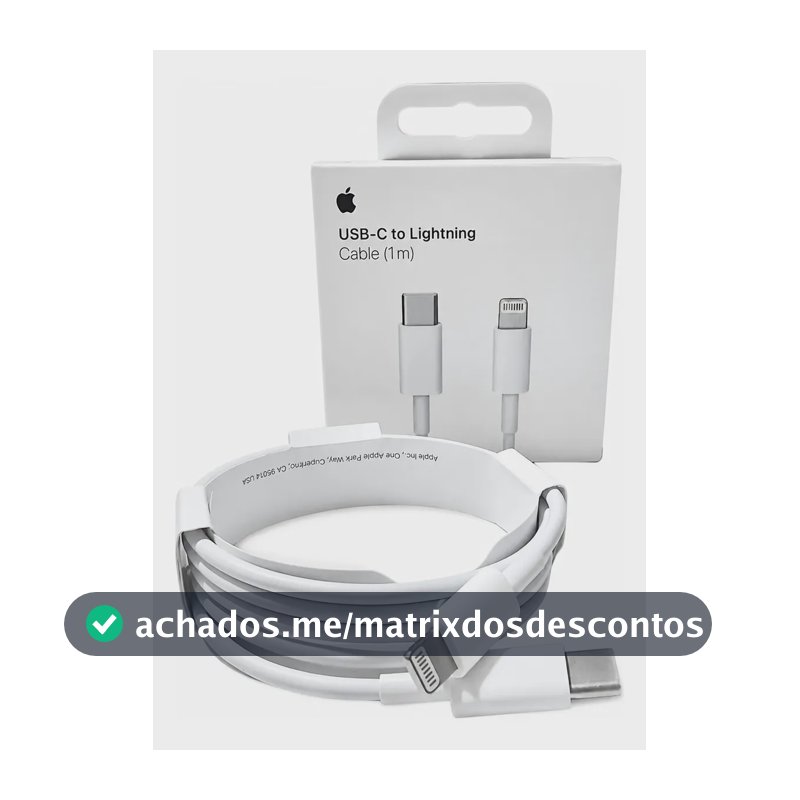Cabo Carregador Lightning / Tipo C Original Apple 1 Metro Branco