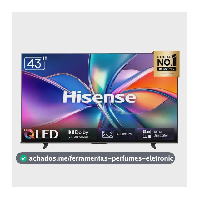 Smart TV Hisense HI-QLED 4K 43" Polegadas com Dolby Vision, Dolby Gaming e Compatibilidade Alexa- 43Q6QVV