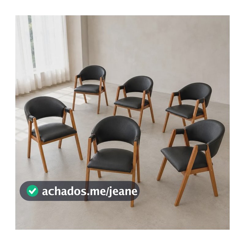 Kit 6 Poltronas De Jantar Em Durango Design Elegante & Estofado Liso Preto
