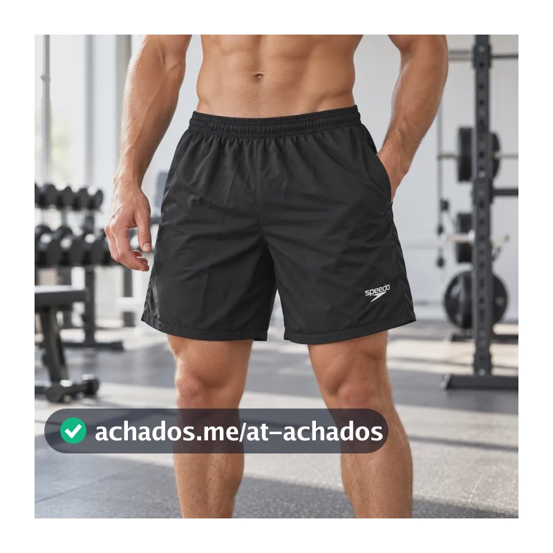 Bermuda Masculina Speedo Preta Academia Futebol Corrida Preto Lisa Gg