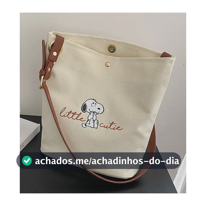 Bolsa Snoopy Little Cutie, Alça De Ombro, 29cm X 26cm Bege Claro Snoopy Dourdo Couro Marrom Sintético