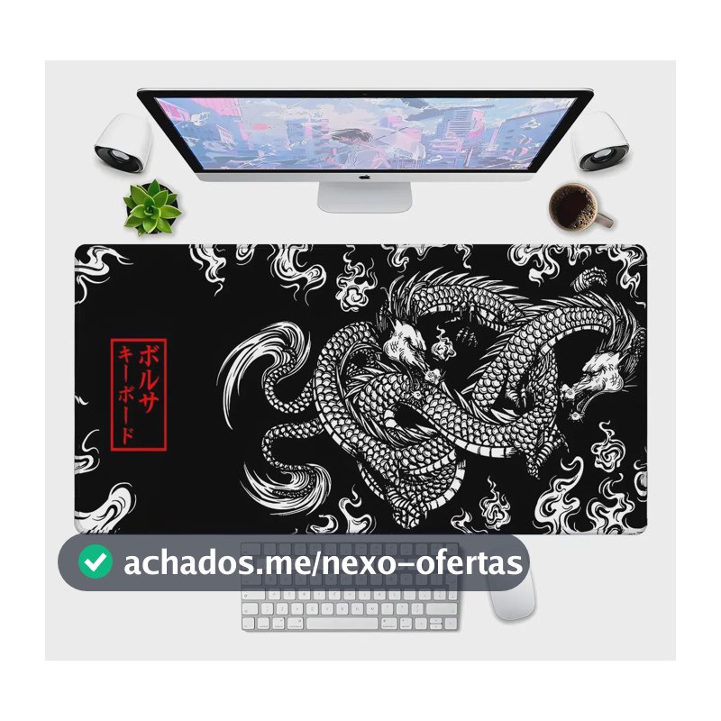 Mouse Pad Dragão Negro 70x30cm Chinês Japonês Premium Grande Dragão Oriental 70x30 | 1856 Dragaooriental