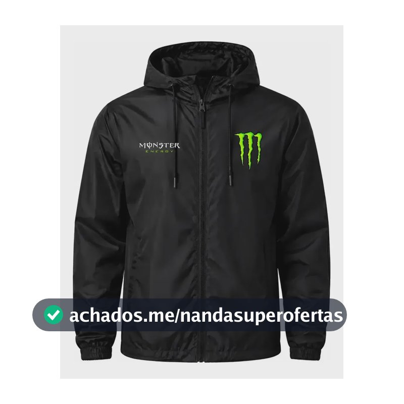 Jaqueta Corta Vento Impermeável Monster Unissex Sportivo Top Preto Gg