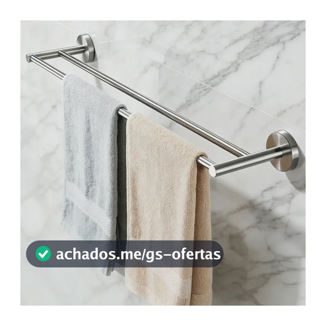 Porta Toalha Duplo De Banheiro 304 Aço Inox Prateado, 60cm Prateado