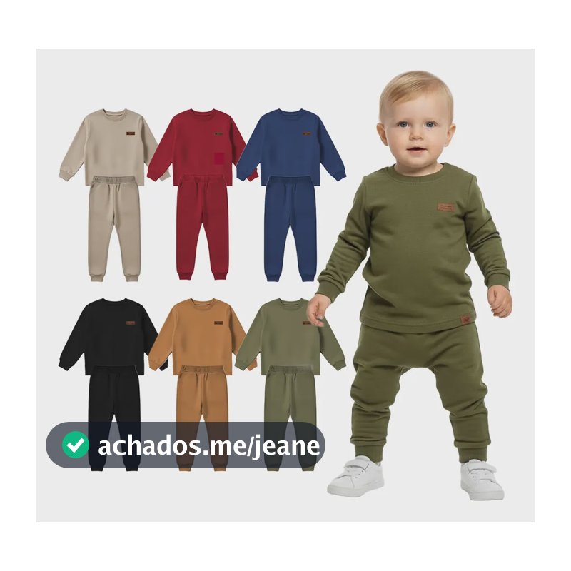 Kit 4 Peças De Moletom Bebê Menino Infantil Masculino Frio Liso/minimalista 1 - (veste 6 A 12 Meses)