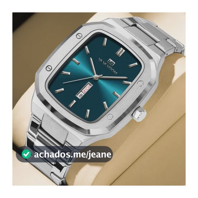 Relógio Masculino Vavavoom 2831 Quadrado Luxo Data Aço Inox Prateado Azul-prateado