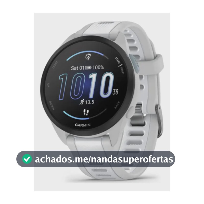 Relógio Garmin Forerunner 165 com Monitor Cardíaco de Pulso e GPS Branco e Cinza